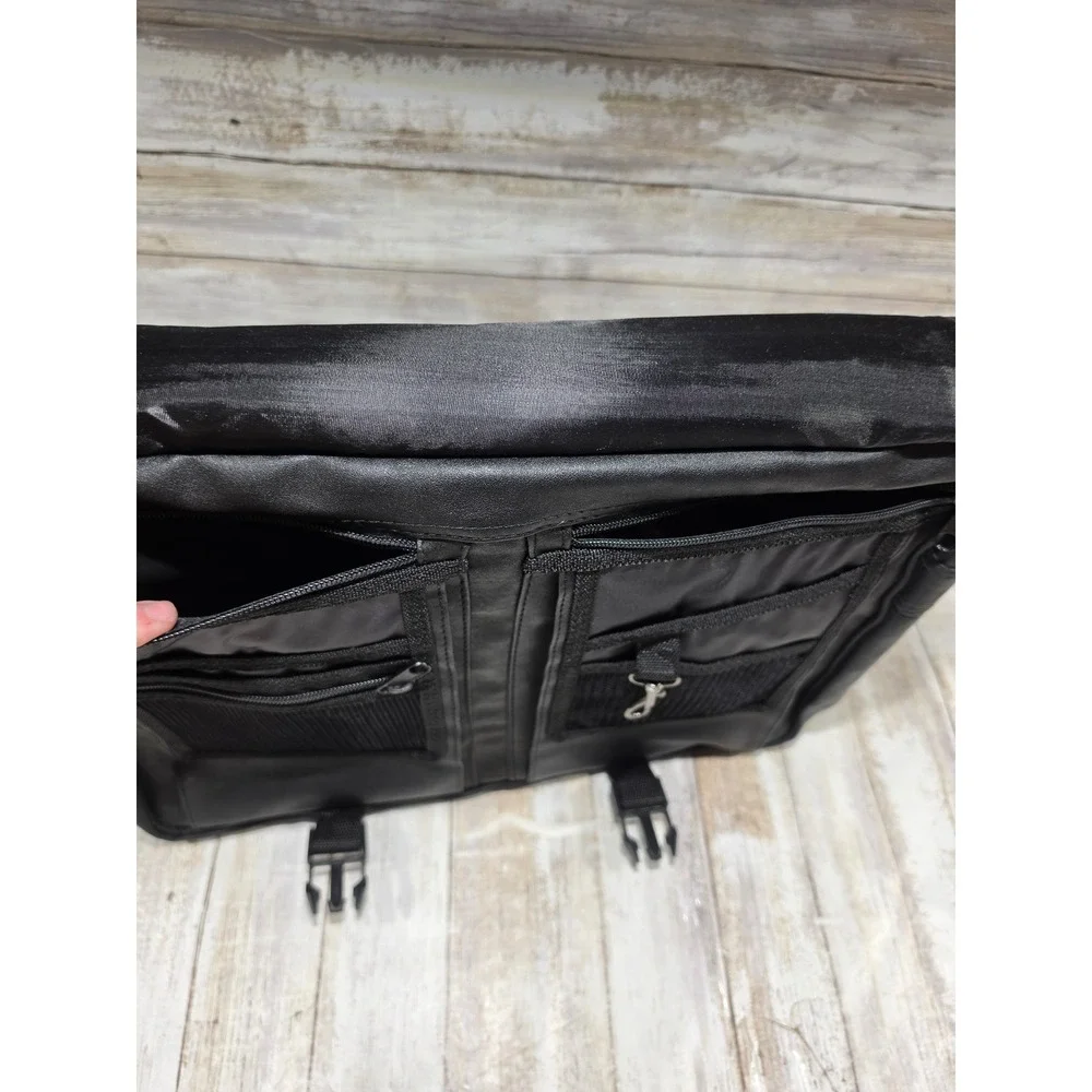 Ashten Black Faux Leather Laptop Messenger Bag Briefcase with Shoulder Strap